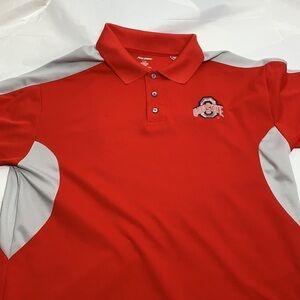 MEN’S Pro Edge Ohio State Embroidery Logo Polo Red Gray Size Large